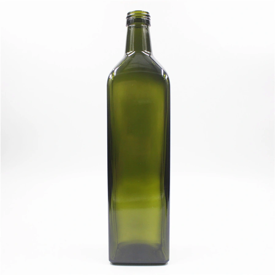 100ml 250ml 500ml 750ml 1000ml Square Glass Bottle Olive Oil Bottle Dark Green Oil &amp; Vinegar Cruet Bottle with Pourers