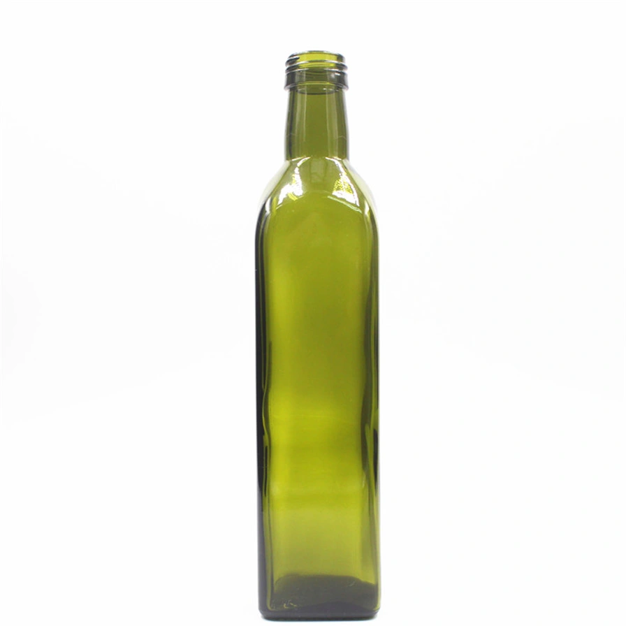 100ml 250ml 500ml 750ml 1000ml Square Glass Bottle Olive Oil Bottle Dark Green Oil &amp; Vinegar Cruet Bottle with Pourers