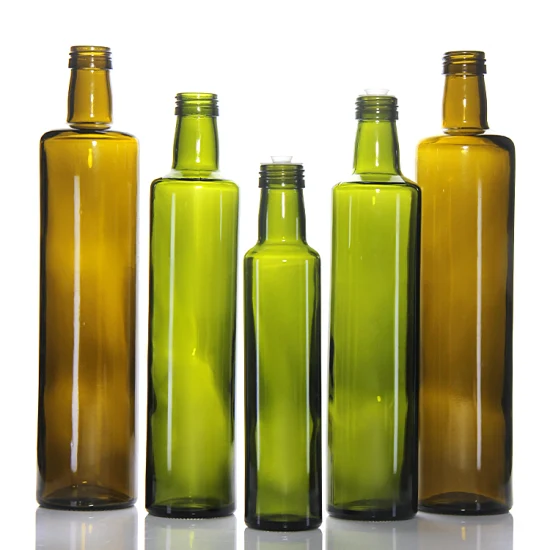 Hot Sale Mini Dark Green Round Glass Olive Oil Bottles with Cap